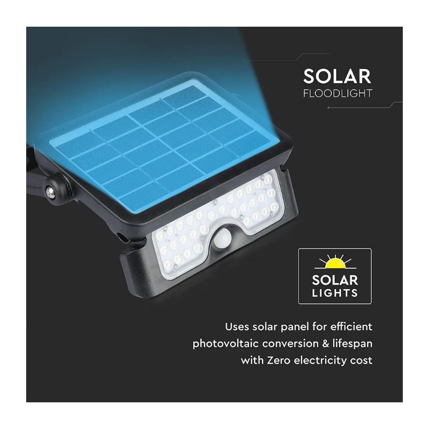 LED Aurinkovalonheitin anturilla LED/5W/3,7V IP65 4000K