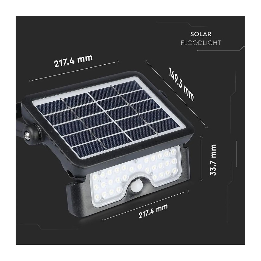 LED Aurinkovalonheitin anturilla LED/5W/3,7V IP65 4000K