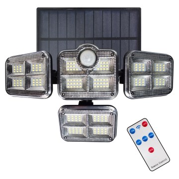 LED Aurinkovalonheitin liike- ja hämärätunnistimella LED/30W/3,7V 2400 mAh IP47 + kauko-ohjaus