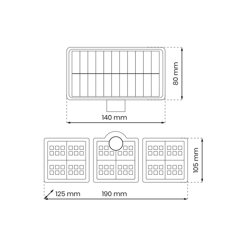 LED Aurinkovalonheitin liike- ja hämärätunnistimella LED/20W/3,7V 1200 mAh IP44 + kauko-ohjaus