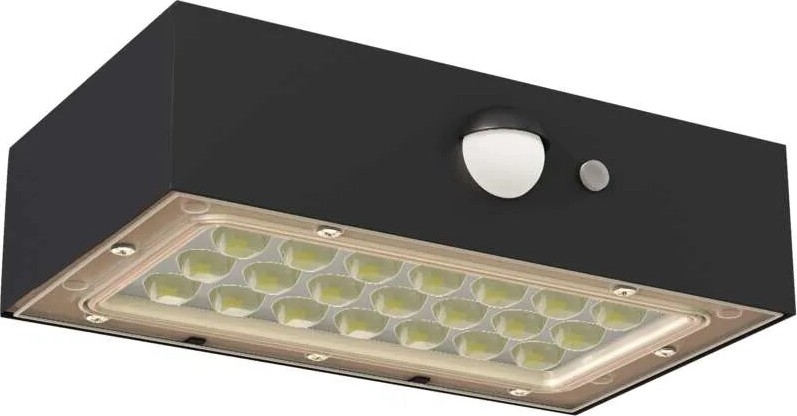 LED Aurinkovalonheitin liiketunnistimella LED/3,7V 1200mAh 4000K IP65 musta