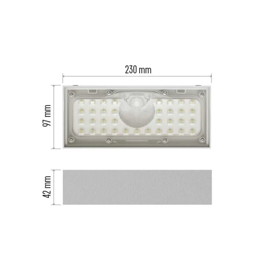 LED Aurinkovalonheitin liiketunnistimella LED/3,7V 3000mAh 4000K IP65 valkoinen