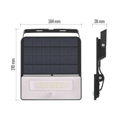 LED Aurinkovalonheitin liiketunnistimella LED/3,7V 3600mAh 4000K IP54