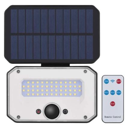 LED Aurinkovalonheitin liiketunnistimella SPILO LED/3,7V 3600mAh 3000K IP54 + kauko-ohjaus