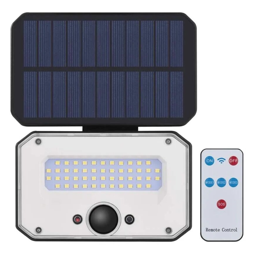 LED Aurinkovalonheitin liiketunnistimella SPILO LED/3,7V 3600mAh 3000K IP54 + kauko-ohjaus