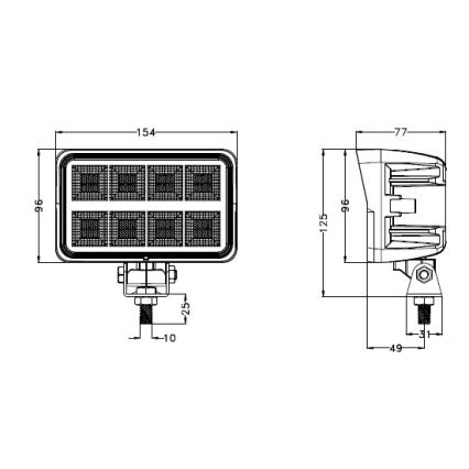 LED Auton kohdevalo BLACK LED/160W/10-30V IP69 5700K suorakulmainen