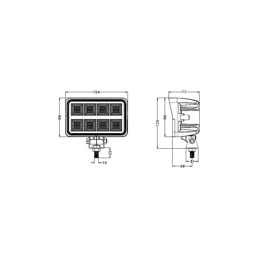 LED Auton kohdevalo BLACK LED/160W/10-30V IP69 5700K suorakulmainen