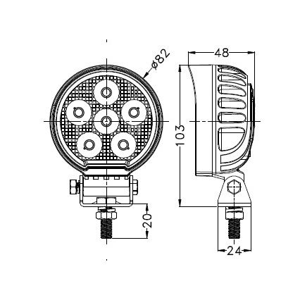 LED Auton kohdevalo BLACK LED/24W/10-30V IP69 5700K pyöreä