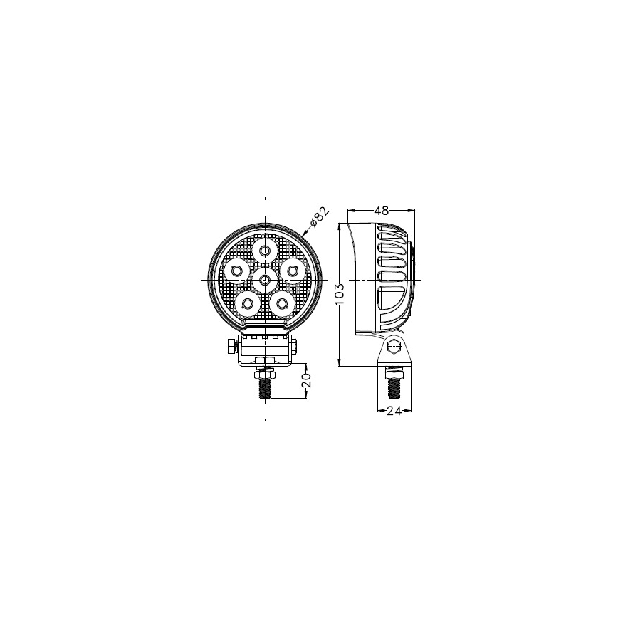 LED Auton kohdevalo BLACK LED/24W/10-30V IP69 5700K pyöreä