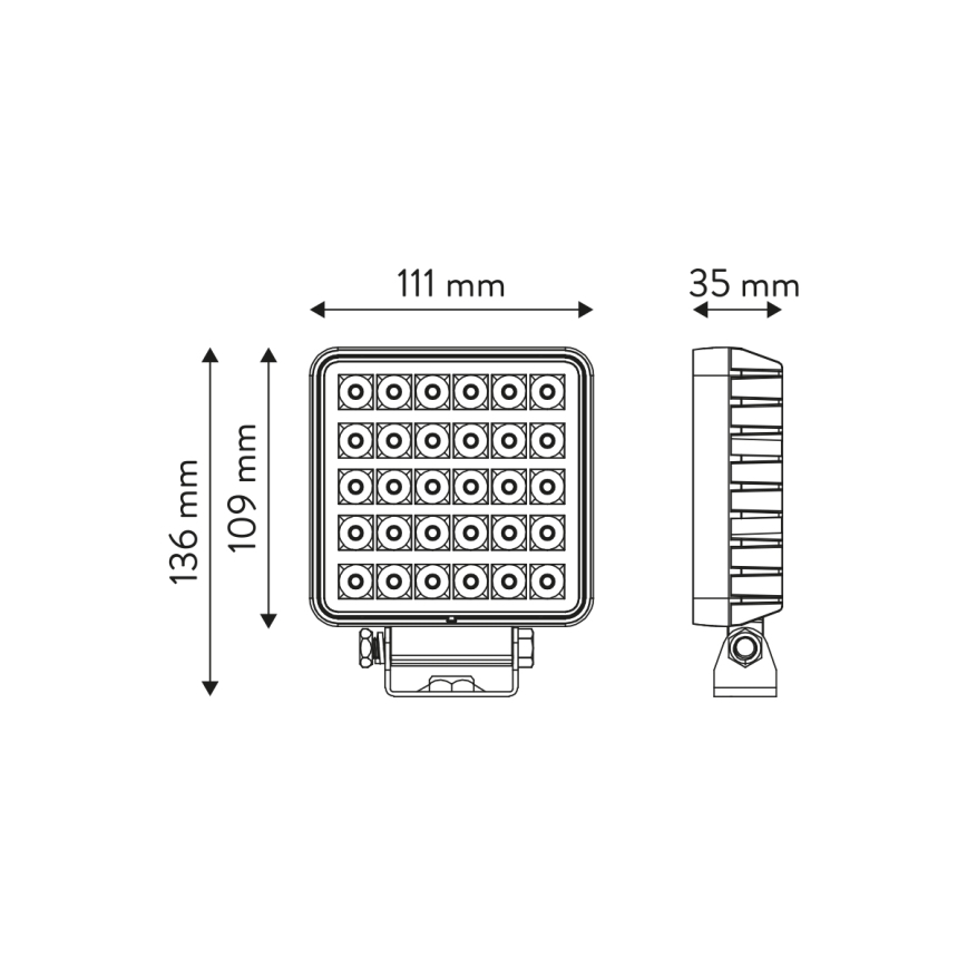 LED Auton kohdevalo BLACK LED/30W/10-30V IP69 5700K kulmikas
