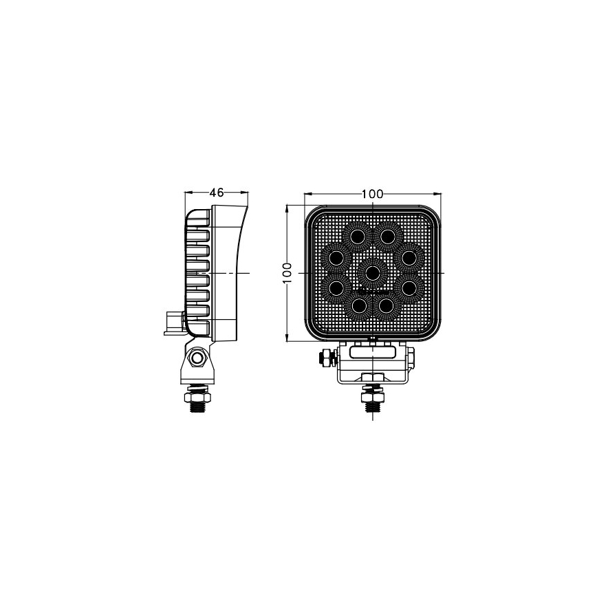 LED Auton kohdevalo BLACK LED/36W/10-30V IP69 5700K kulmikas