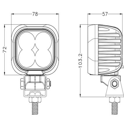LED Auton kohdevalo BLACK LED/40W/10-30V IP69 5700K kulmikas