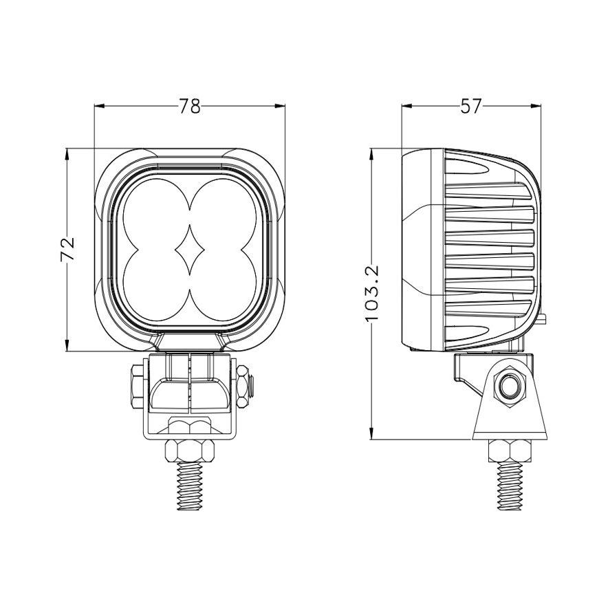LED Auton kohdevalo BLACK LED/40W/10-30V IP69 5700K kulmikas