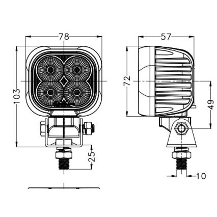 LED Auton kohdevalo BLACK LED/40W/10-30V IP69 5700K kulmikas