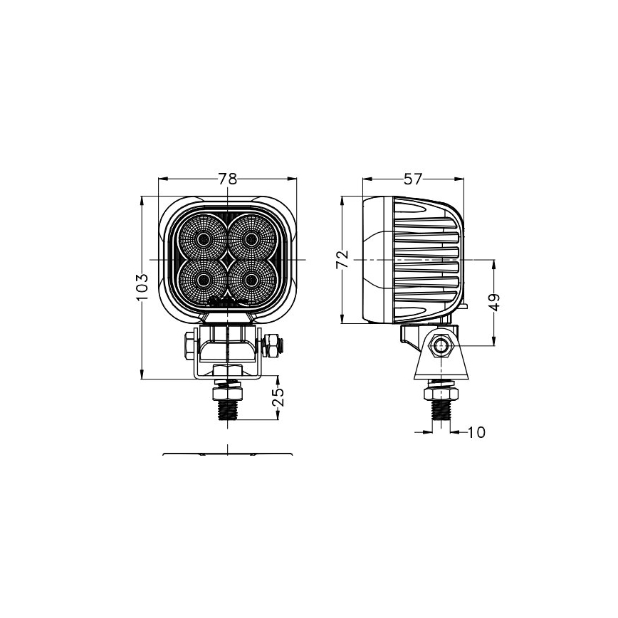 LED Auton kohdevalo BLACK LED/40W/10-30V IP69 5700K kulmikas