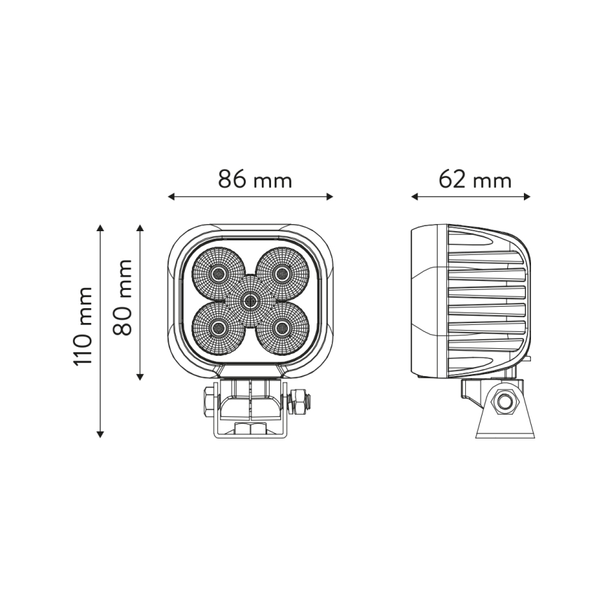 LED Auton kohdevalo BLACK LED/50W/10-30V IP69 5700K kulmikas