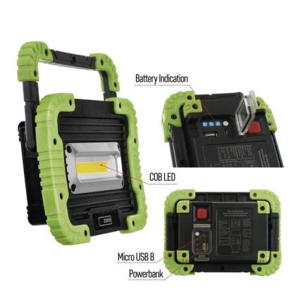 LED COB Ladattava valonheitin LED/3,7V 3000 mAh IP44