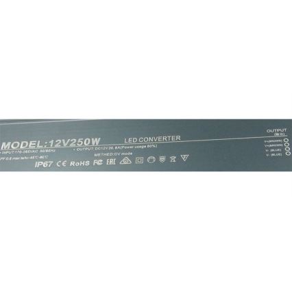 LED elektroninen muuntaja 250W/12V IP67