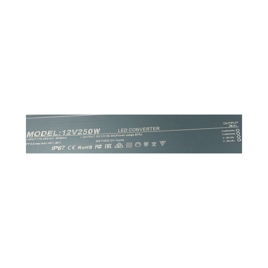LED elektroninen muuntaja 250W/12V IP67