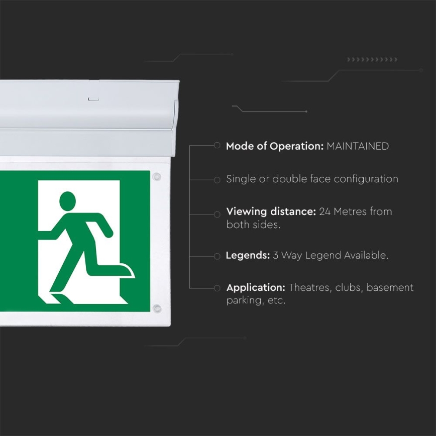 LED Hätävalo EMERGENCY EXIT SAMSUNG CHIP LED/2W/230V 6000K