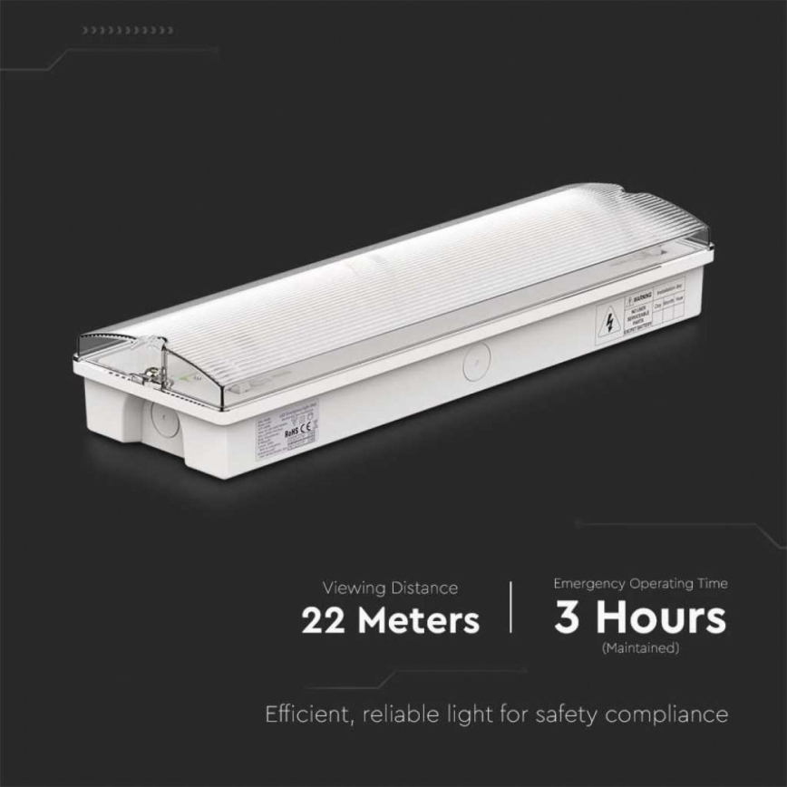 LED-hätävalo säännöllisen toimintatestin kanssa EMERGENCY EXIT LED/3W/230V 6400K IP65