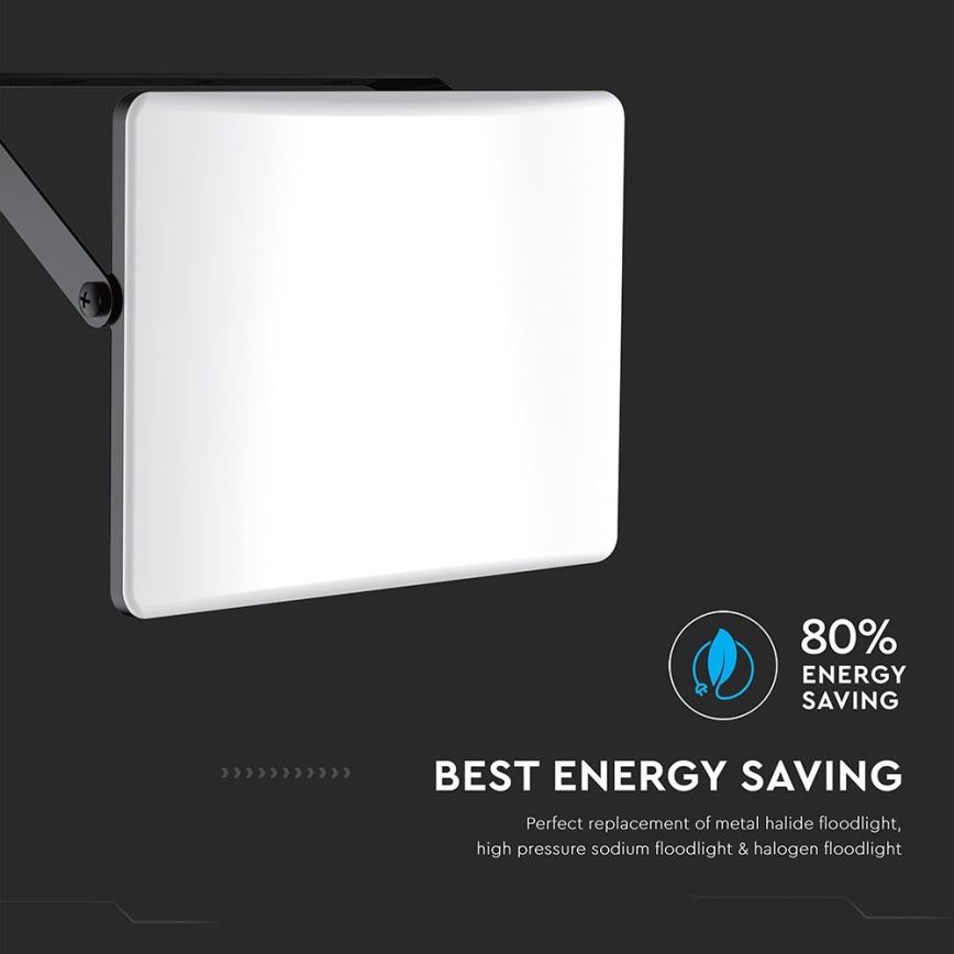 LED-heijastin LED/50W/230V 3000/4000/6500K IP65 musta