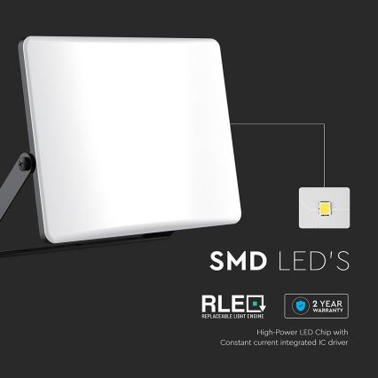 LED-heijastin LED/50W/230V 3000/4000/6500K IP65 musta
