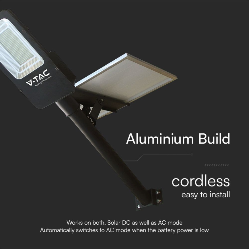 LED Himmennettävä hybridi aurinko katu lamppu LED/50W/230V 4000K IP65 50000 mAh + kauko-ohjaus