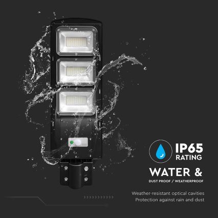 LED Himmennettävä aurinkokatuvalaisin liike- ja hämärätunnistimella LED/12W/3,2V 6000K IP65 10000 mAh musta + kauko-ohjaus