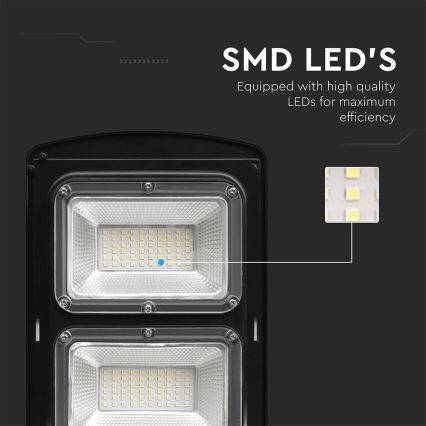 LED Himmennettävä aurinkokatuvalaisin liike- ja hämärätunnistimella LED/12W/3,2V 6000K IP65 10000 mAh musta + kauko-ohjaus