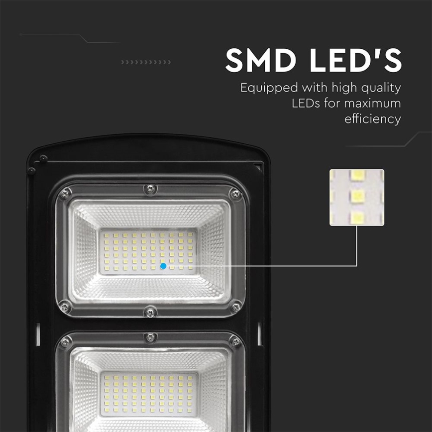 LED Himmennettävä aurinkokatuvalaisin liike- ja hämärätunnistimella LED/12W/3,2V 6000K IP65 10000 mAh musta + kauko-ohjaus