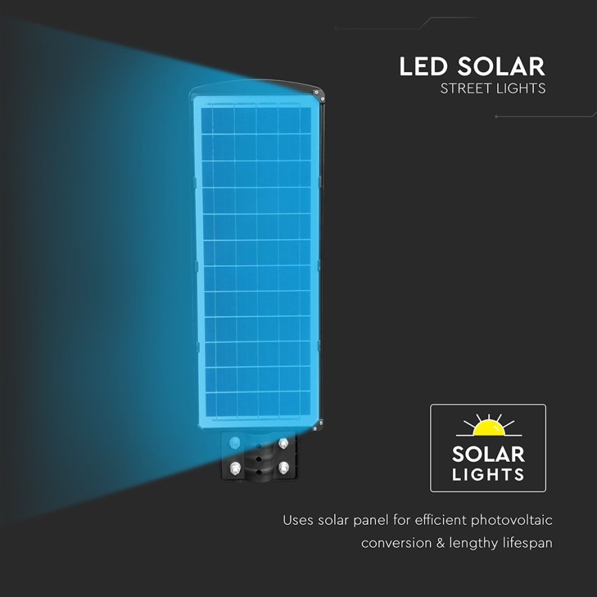 LED Himmennettävä aurinkokatuvalaisin liike- ja hämärätunnistimella LED/12W/3,2V 6000K IP65 10000 mAh musta + kauko-ohjaus