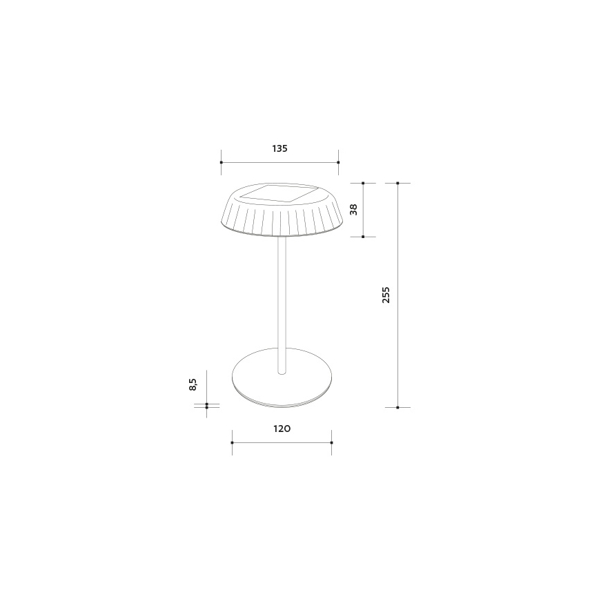 LED Himmennettävä aurinko ladattava pöytävalaisin VIVIEN LED/3W/5V 2700K 1600 mAh IP54 musta