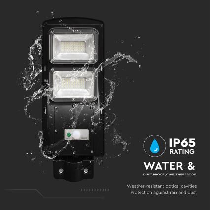 LED himmennettävä aurinkokäyttöinen katuvalaisin liiketunnistimella ja hämäräkytkimellä LED/8W/3,2V 6000K IP65 9000 mAh musta + kaukosäädin