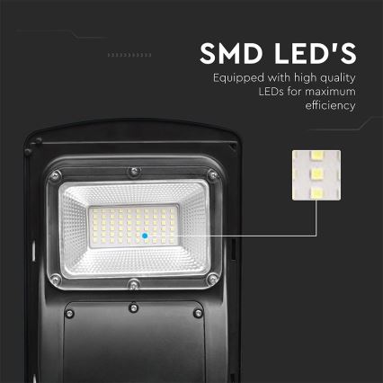 LED himmennettävä aurinkokäyttöinen katuvalaisin liiketunnistimella ja hämäräkytkimellä LED/6W/3,2V 6000K IP65 5000 mAh musta + kaukosäädin