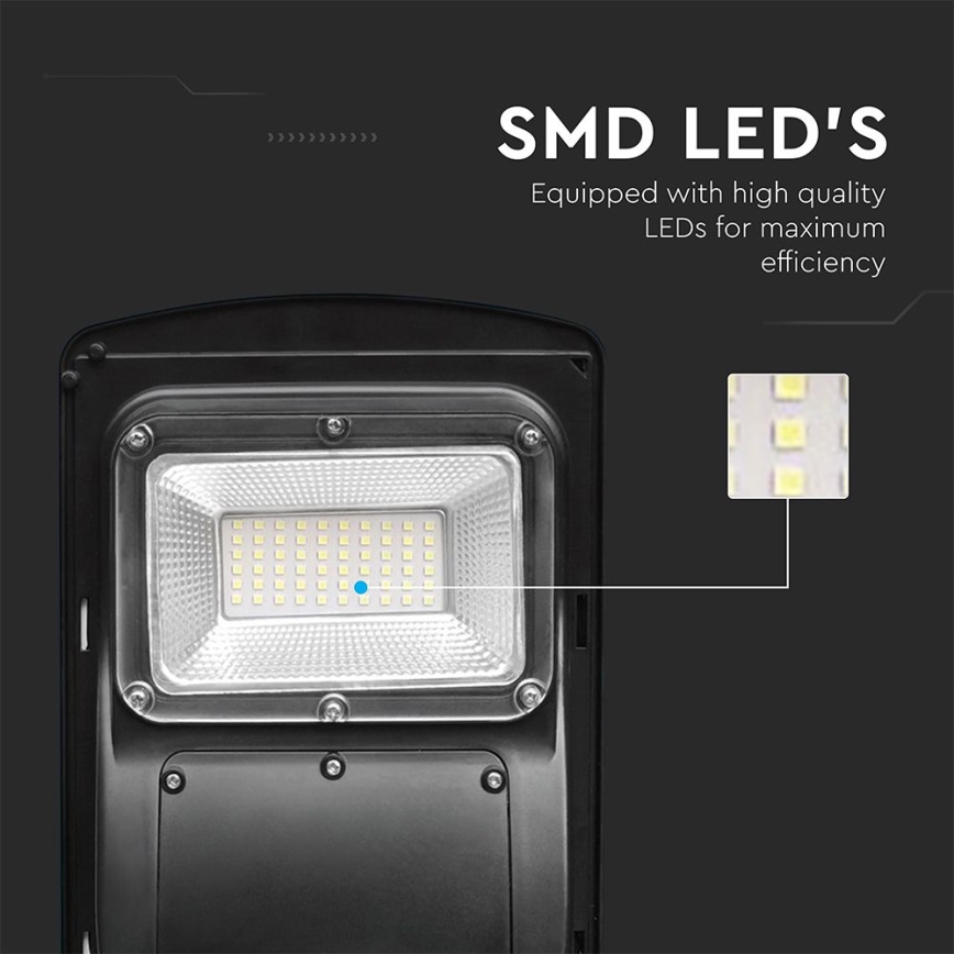 LED himmennettävä aurinkokäyttöinen katuvalaisin liiketunnistimella ja hämäräkytkimellä LED/6W/3,2V 6000K IP65 5000 mAh musta + kaukosäädin