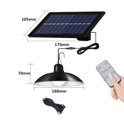 LED Himmennettävä aurinkokenoo kattokruunu johdossa LED/1,8W/3,7V IP44 6500K 800 mAh + kauko-ohjaus