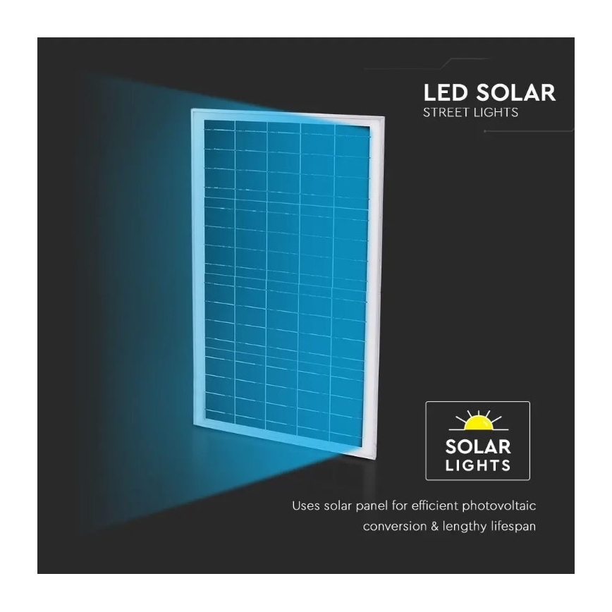 LED-himmennettävä aurinkokenno katuvalaisin LED/50W/6,4V 4000K IP65 + kaukosäädin