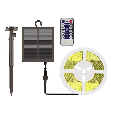 LED Himmennettävä aurinkokenno nauha LED/1,2W/3,7V 3000K IP67 5m + kauko-ohjaus
