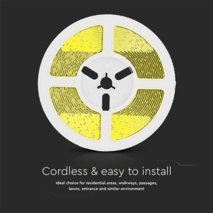 LED Himmennettävä aurinkokenno valonauha LED/1,2W/3,7V 3000K IP67 1500 mAh 5m + kauko-ohjaus