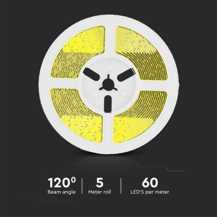 LED Himmennettävä aurinkokenno valonauha LED/1,2W/3,7V 4000K IP67 5m + kauko-ohjaus