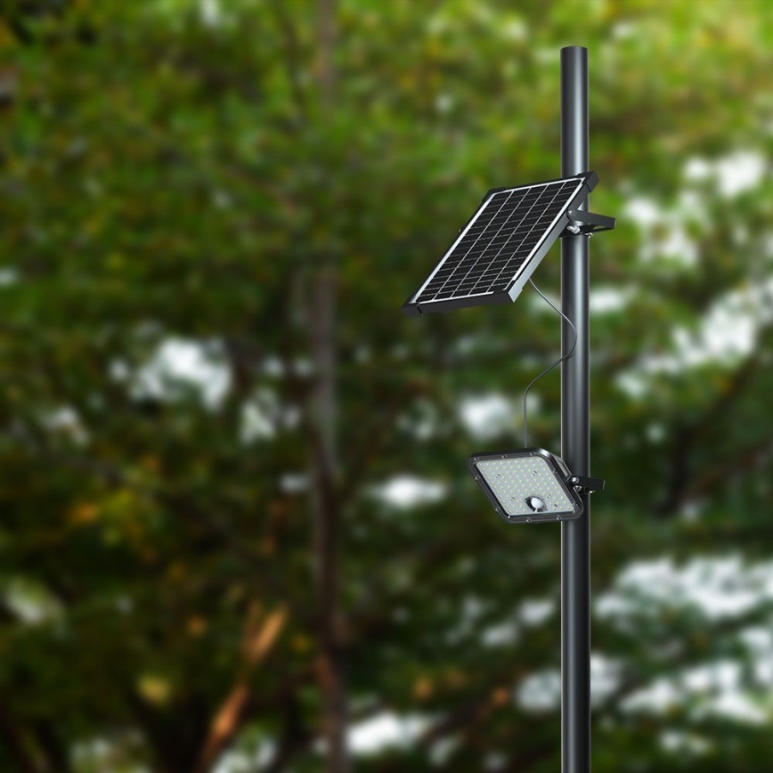 LED Himmennettävä aurinkokenno valonheitin anturilla LED/10W/3,7V 4000/6000K IP65 + kauko-ohjaus