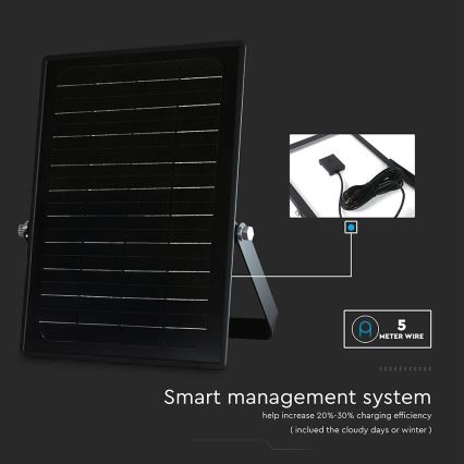 LED Himmennettävä aurinkokenno valonheitin anturilla LED/10W/3,7V 4000/6000K IP65 + kauko-ohjaus
