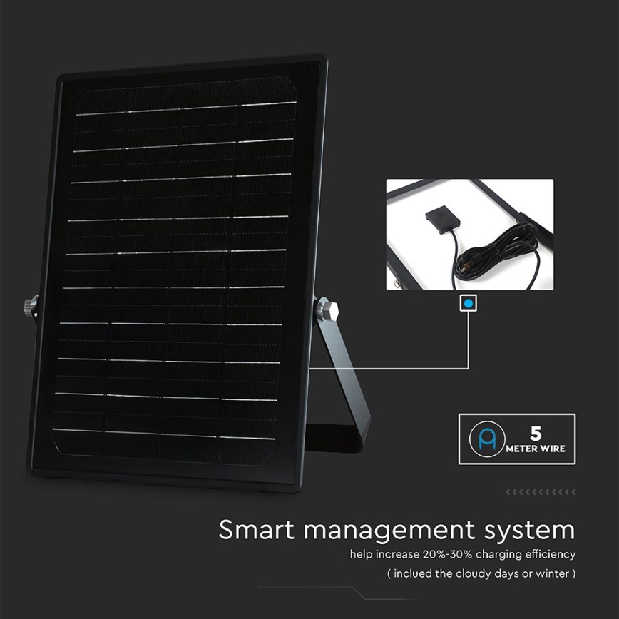 LED Himmennettävä aurinkokenno valonheitin anturilla LED/10W/3,7V 4000/6000K IP65 + kauko-ohjaus