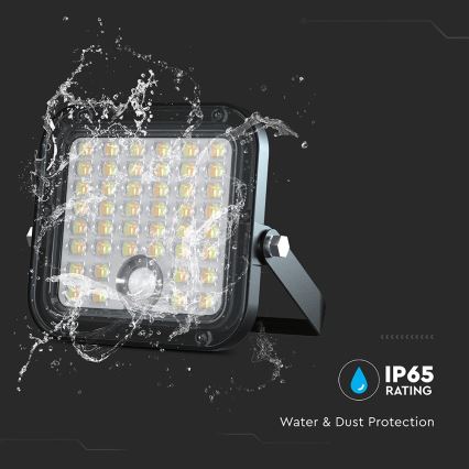 LED Himmennettävä aurinkokenno valonheitin anturilla LED/10W/3,7V 4000/6000K IP65 + kauko-ohjaus