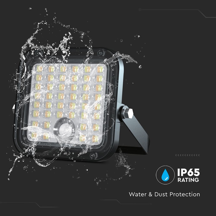 LED Himmennettävä aurinkokenno valonheitin anturilla LED/10W/3,7V 4000/6000K IP65 + kauko-ohjaus
