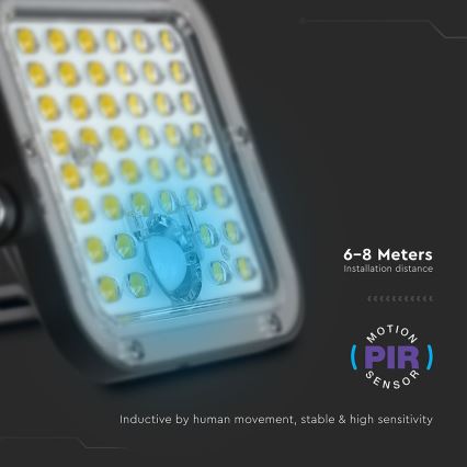 LED Himmennettävä aurinkokenno valonheitin anturilla LED/10W/3,7V 4000/6000K IP65 + kauko-ohjaus