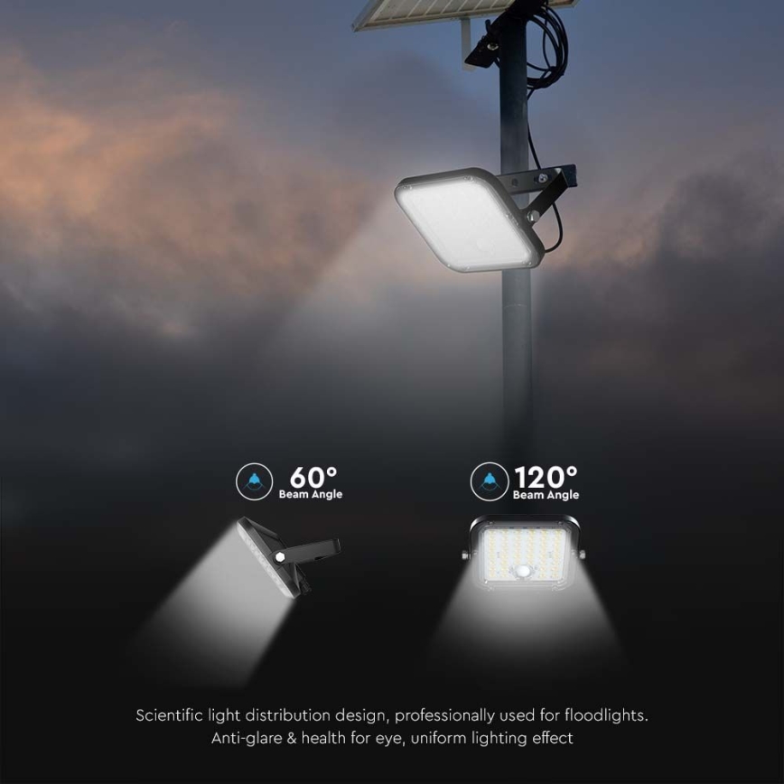 LED Himmennettävä aurinkokenno valonheitin anturilla LED/10W/3,7V 4000/6000K IP65 + kauko-ohjaus