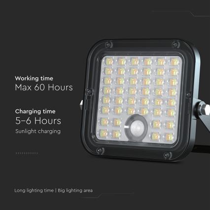 LED Himmennettävä aurinkokenno valonheitin anturilla LED/10W/3,7V 4000/6000K IP65 + kauko-ohjaus