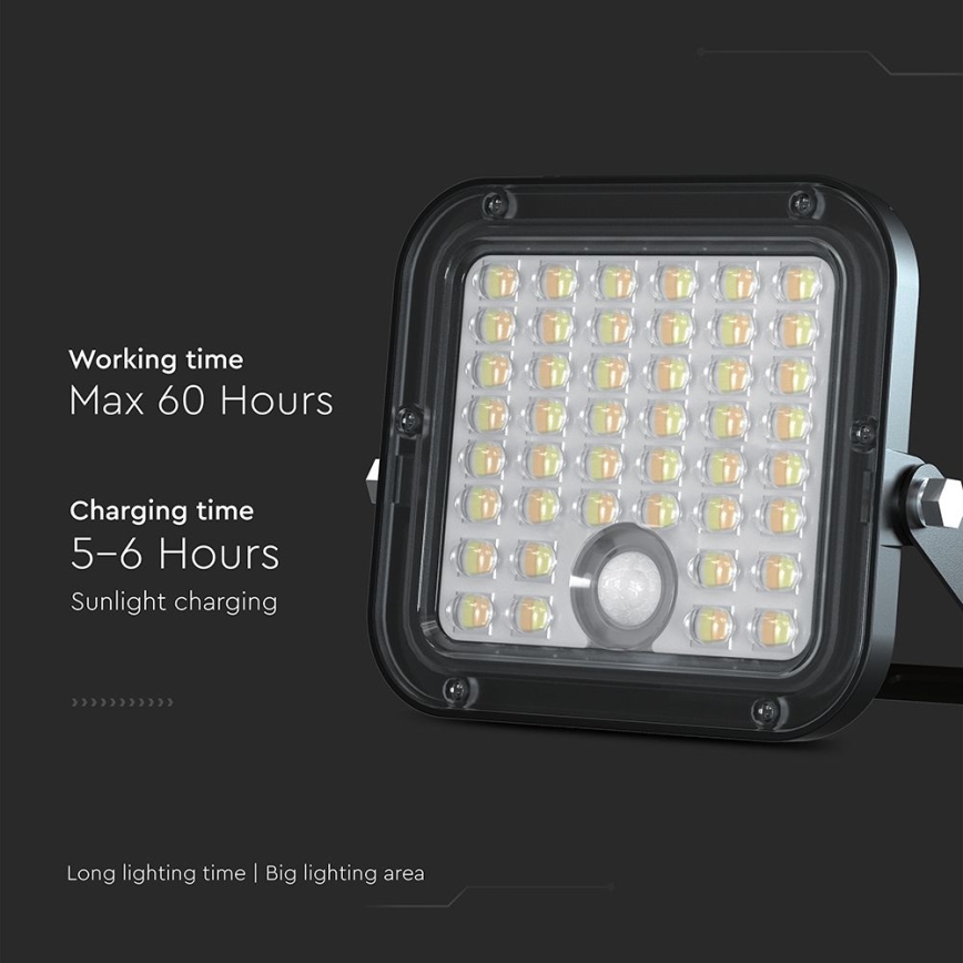 LED Himmennettävä aurinkokenno valonheitin anturilla LED/10W/3,7V 4000/6000K IP65 + kauko-ohjaus